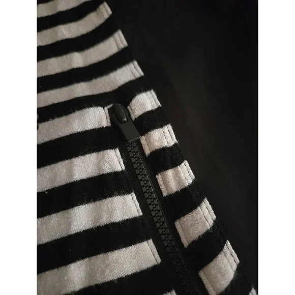 ZENERGY CHICOS Black White Striped Zip Knit Neema Jacket Top 0 US Womens  Casual - Picture 6 of 16